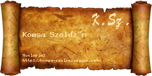 Komsa Szolón névjegykártya